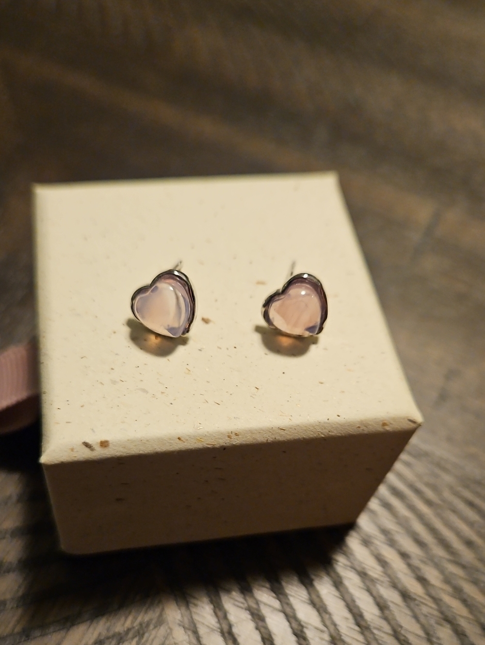 Sterling Silver Purple Calcedony Heart Stud Earrings with Light Purple Crystal